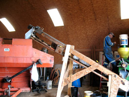 Meal goes from press into wagon